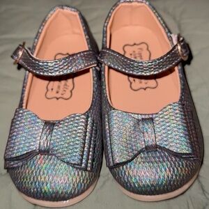 Pipperdoodles Bow Shoe -Black Iridescent Kids Mary Jane Shoes Toddler Size 8